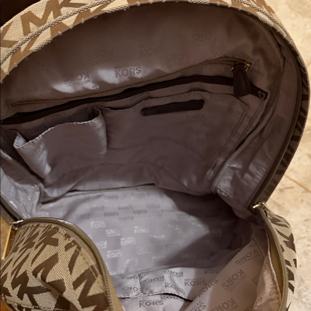 Michael Kors Signature Tan and Brown Backpack - Picture 5 of 5